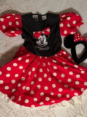 Disney Minnie Mouse Black & Red Polka Dot Twirl Dress